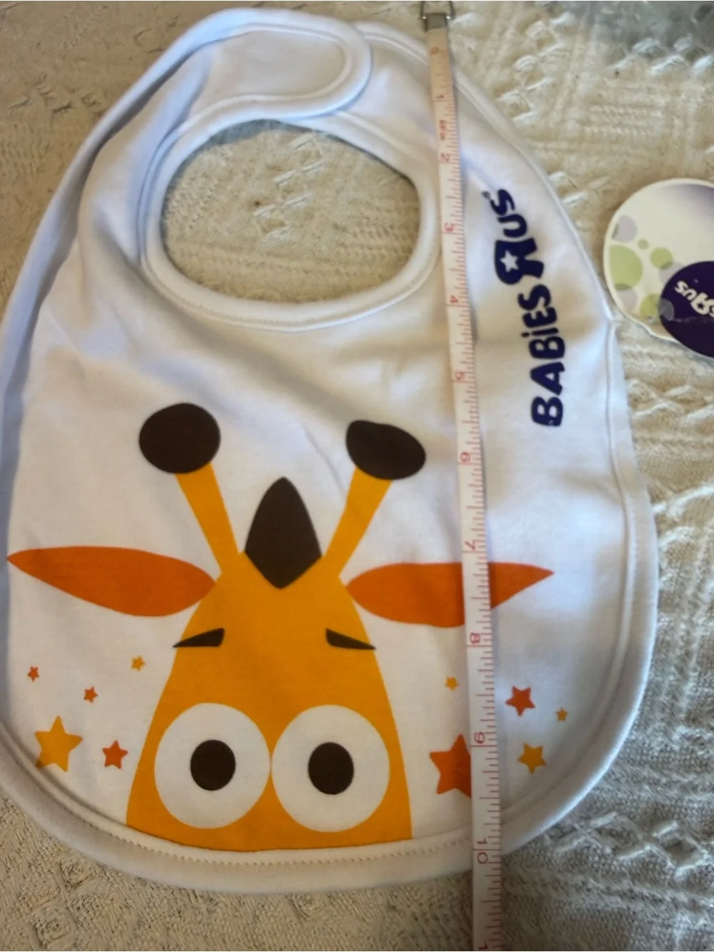 Baby bib with Cute Giraffe Print - White and Orange- memorabilia